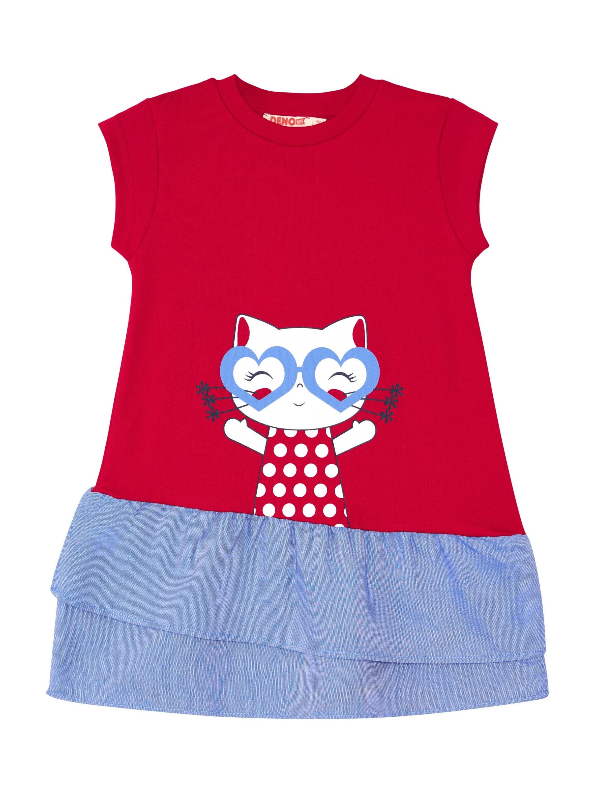 Abito 'Cat & Heart' di Denokids in rosso: frontale
