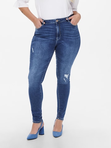 ONLY Carmakoma Skinny Jeans in Blauw: voorkant