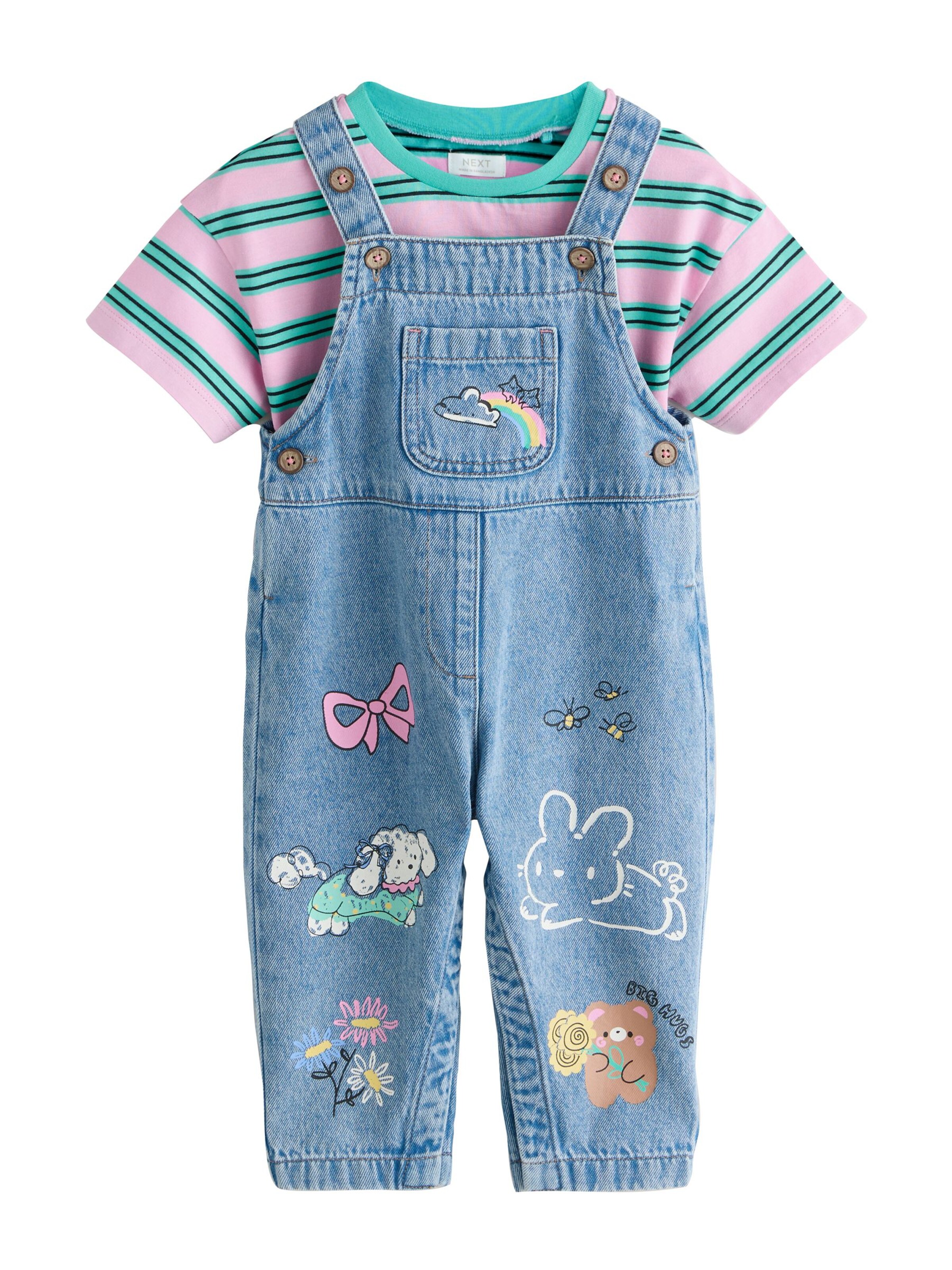 Next Set in aqua / blue denim / rosa / schwarz, Produktansicht