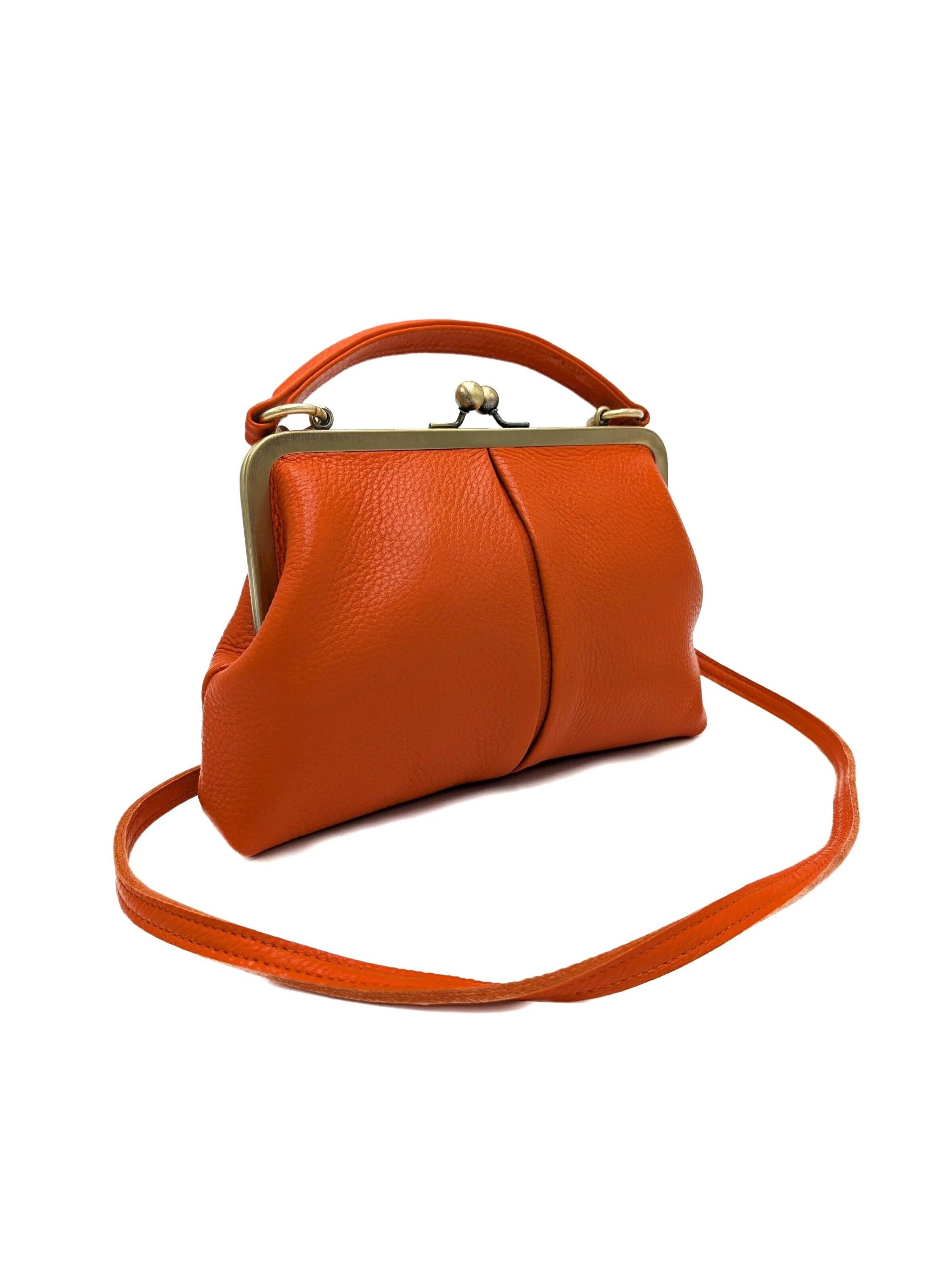 Borsa a mano 'Kleine Olive – Leder Handtasche & Umhängetasche' di Taschenkinder in arancione