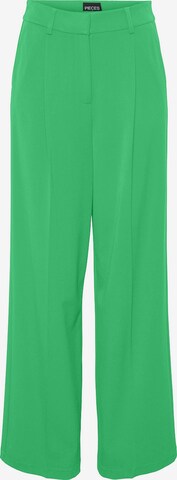 Pantaloni con pieghe 'Serano' di PIECES in verde: frontale