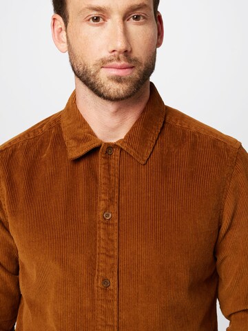 Only & Sons Regular fit Button Up Shirt 'BRAN' in Brown