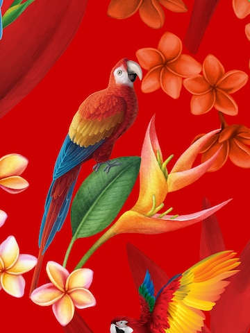 Hawaiihemdshop.de Regular Fit Hemd 'Flower Parrots' in Rot