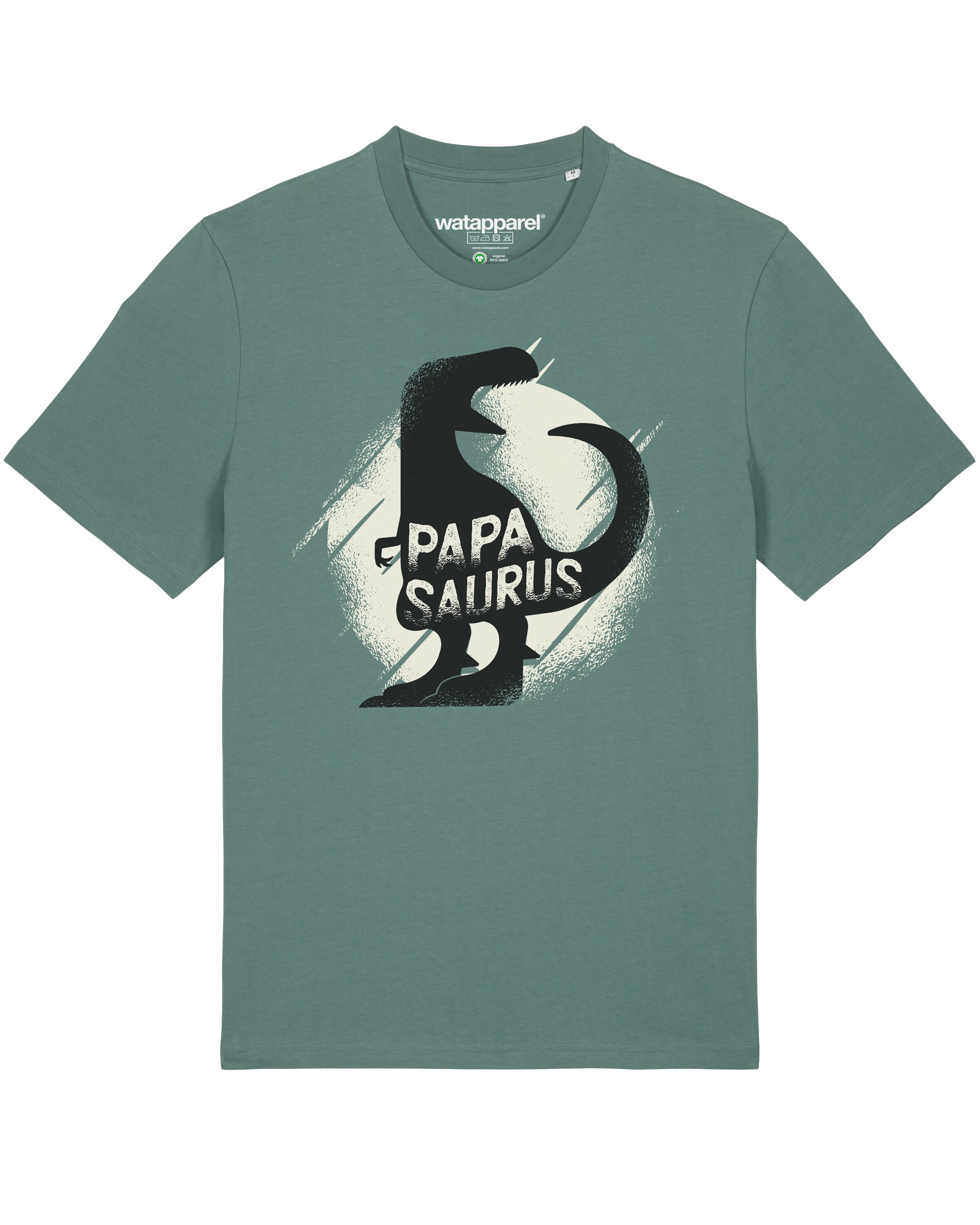 Maglietta 'Papasaurus' di Watapparel in verde: frontale