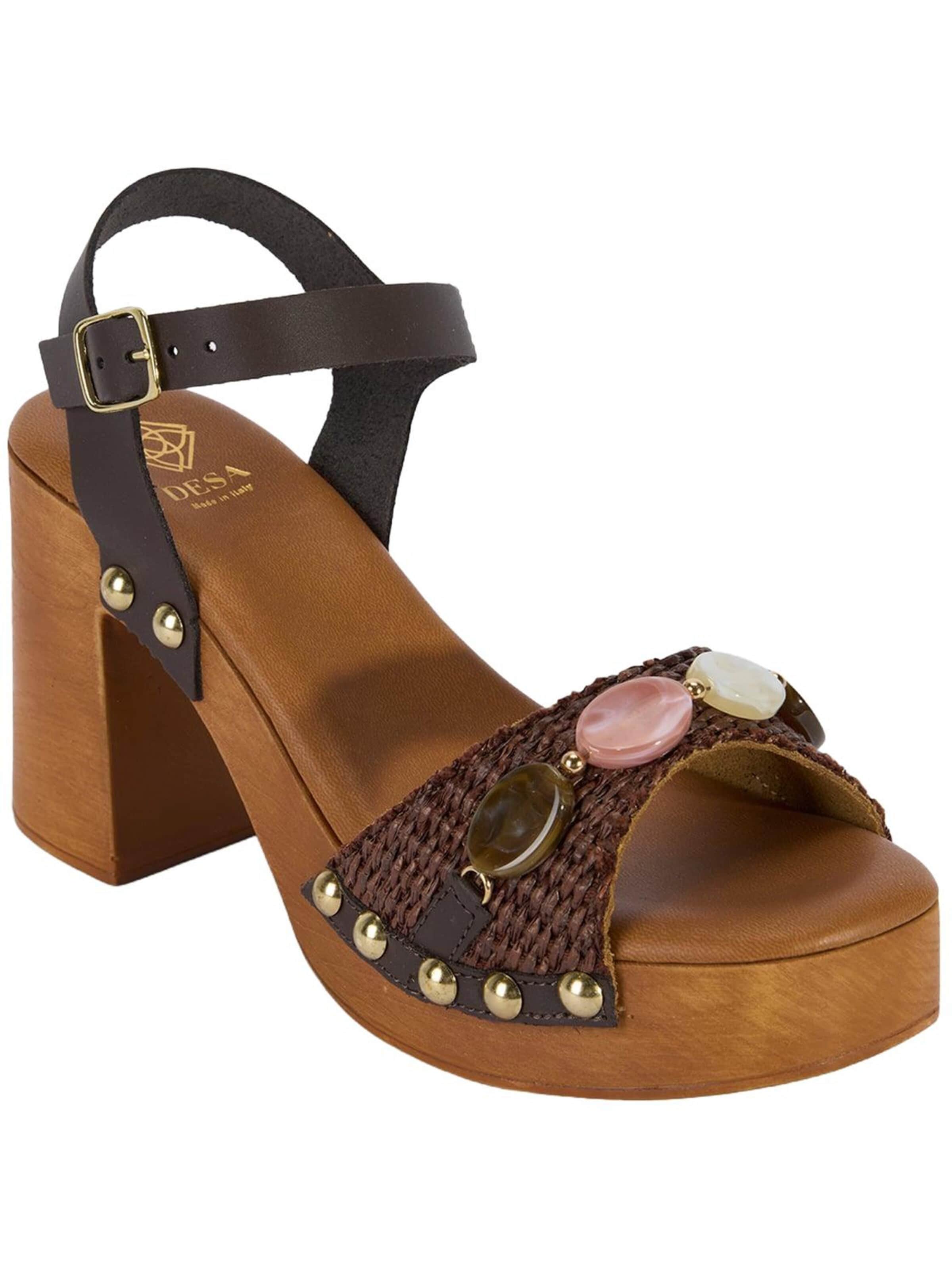 Sandales 'Plateau-Sandalen' Desa en marron : devant