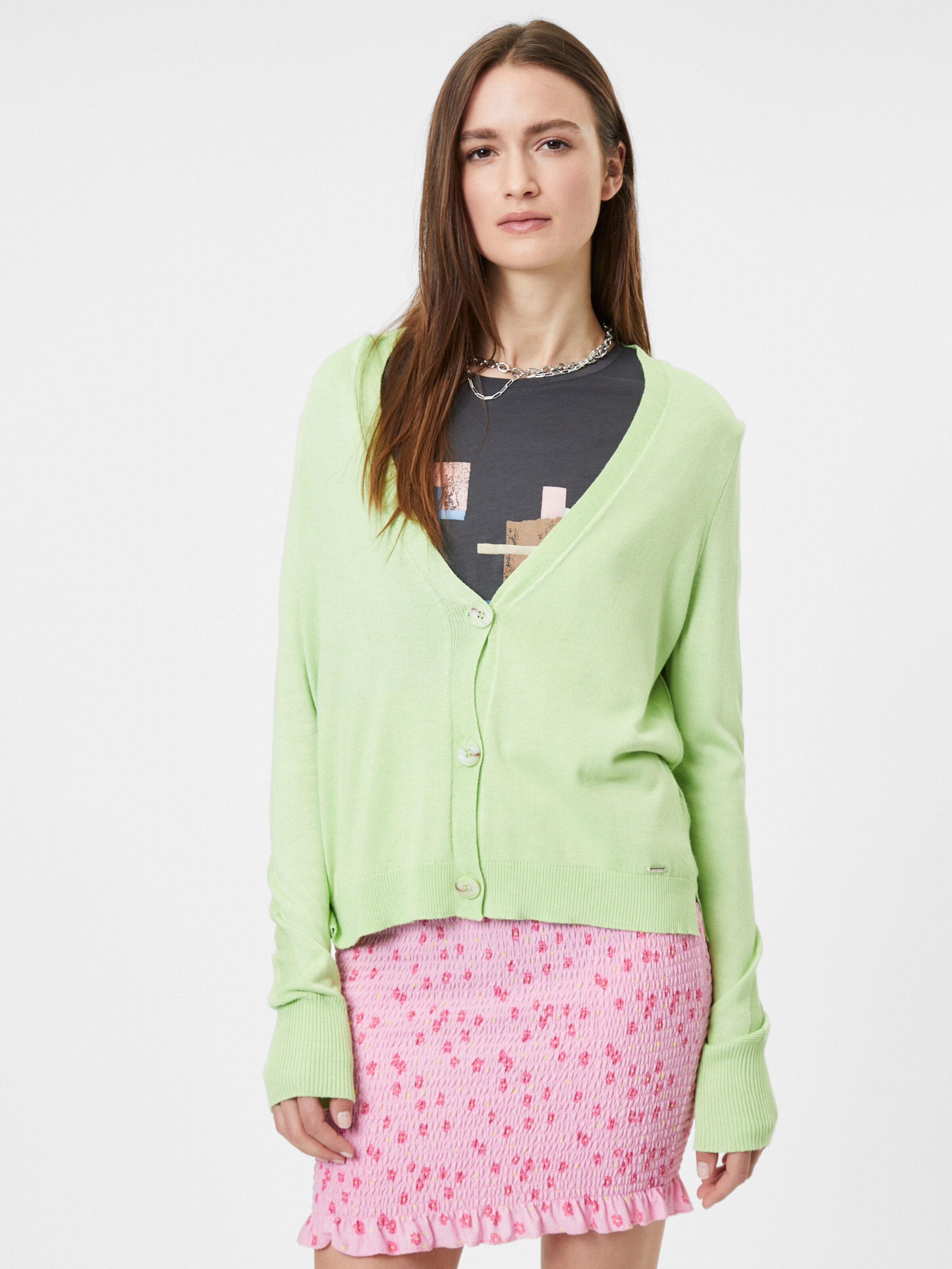 Frauen Pullover & Strick MORE & MORE Strickjacke in Hellgrün - QV88384 Frauen Pullover & Strick MORE & MORE Strickjacke in Hellgrün - QV88384