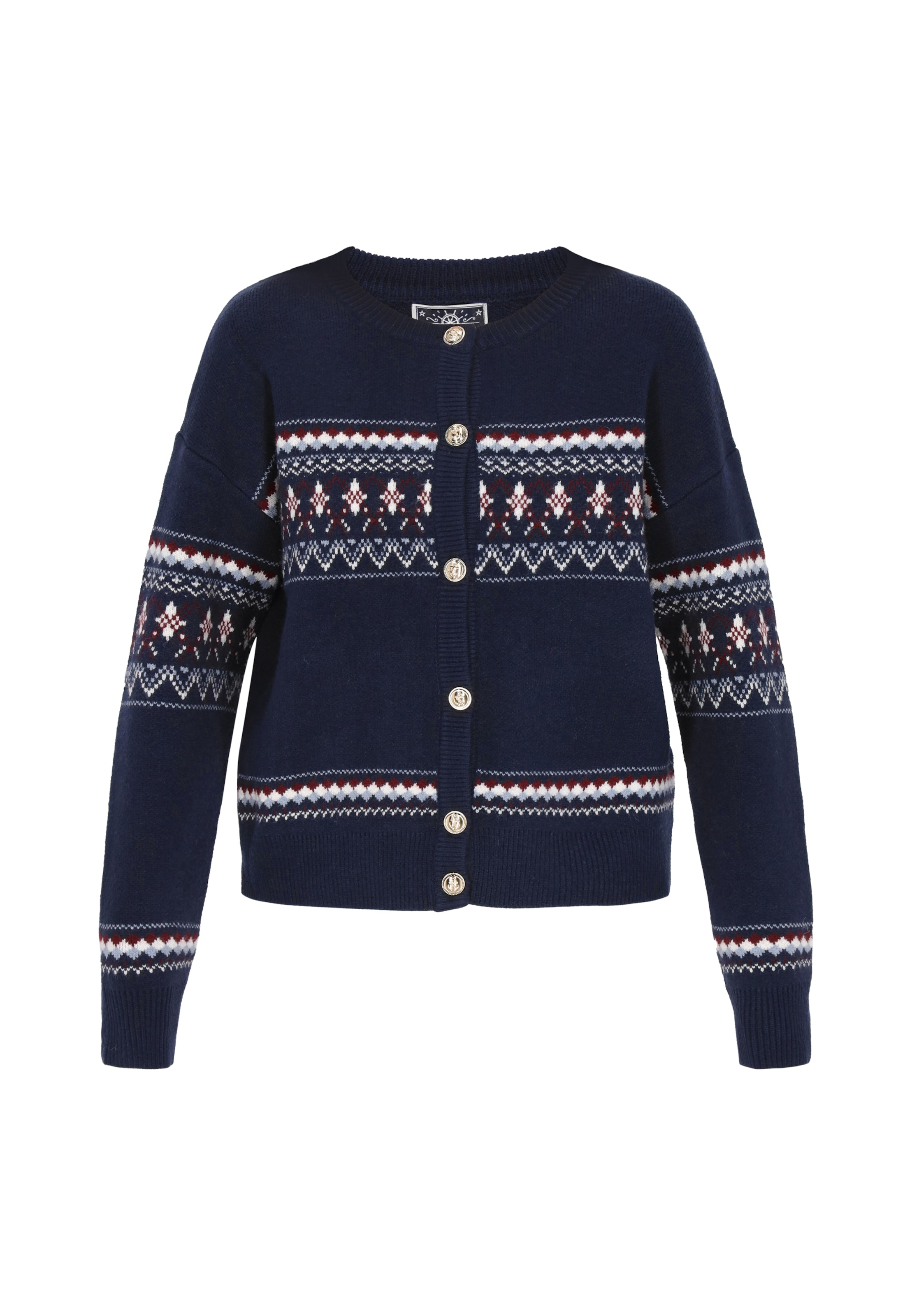 DreiMaster Maritim Cárdigan en navy / turquesa / blanco natural, Vista del producto