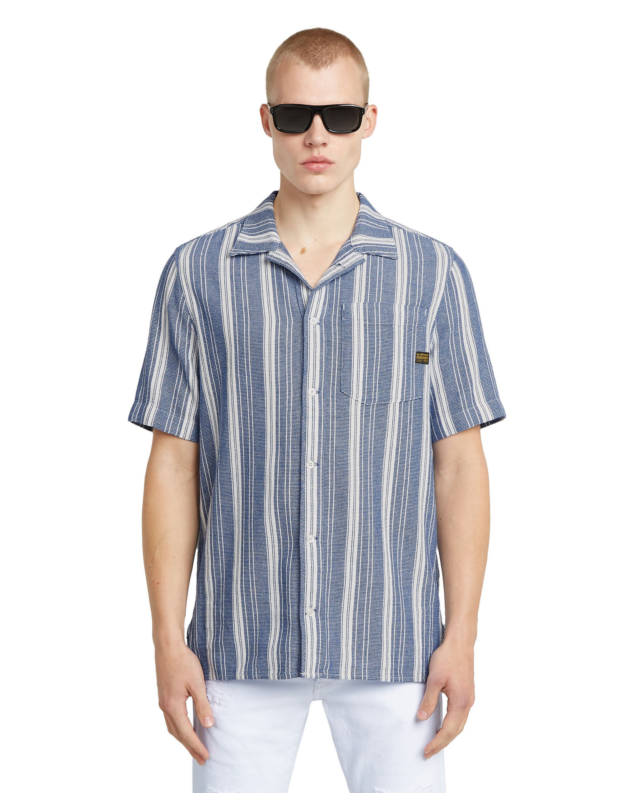 G-STAR Regular fit Button Up Shirt in Blue: front