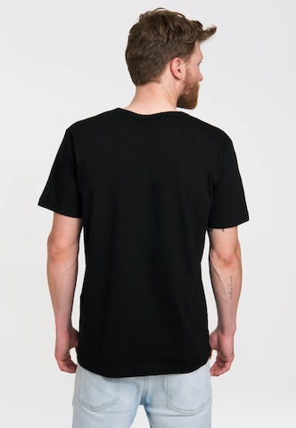 LOGOSHIRT Shirt 'Sesamstrasse - Krümelmonster Mond' in Zwart