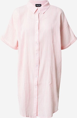 PIECES Платье-рубашка 'TERRA' в Ярко-розовый: спереди