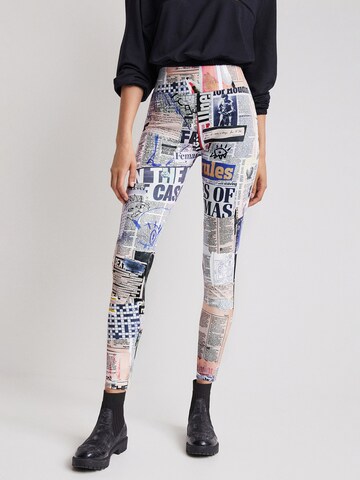 Desigual Skinny Leggings 'Any News' in White: front