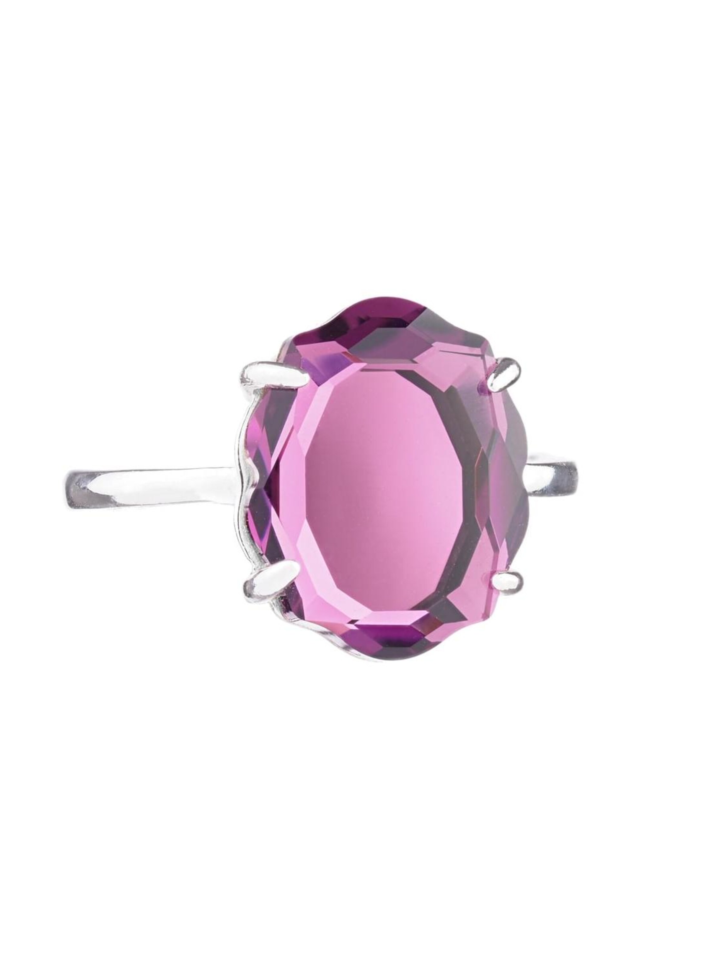 THE GEM STORIES JEWELRY - Anillo 'Amethyst Baroque Ring – Rhodium' en lila
