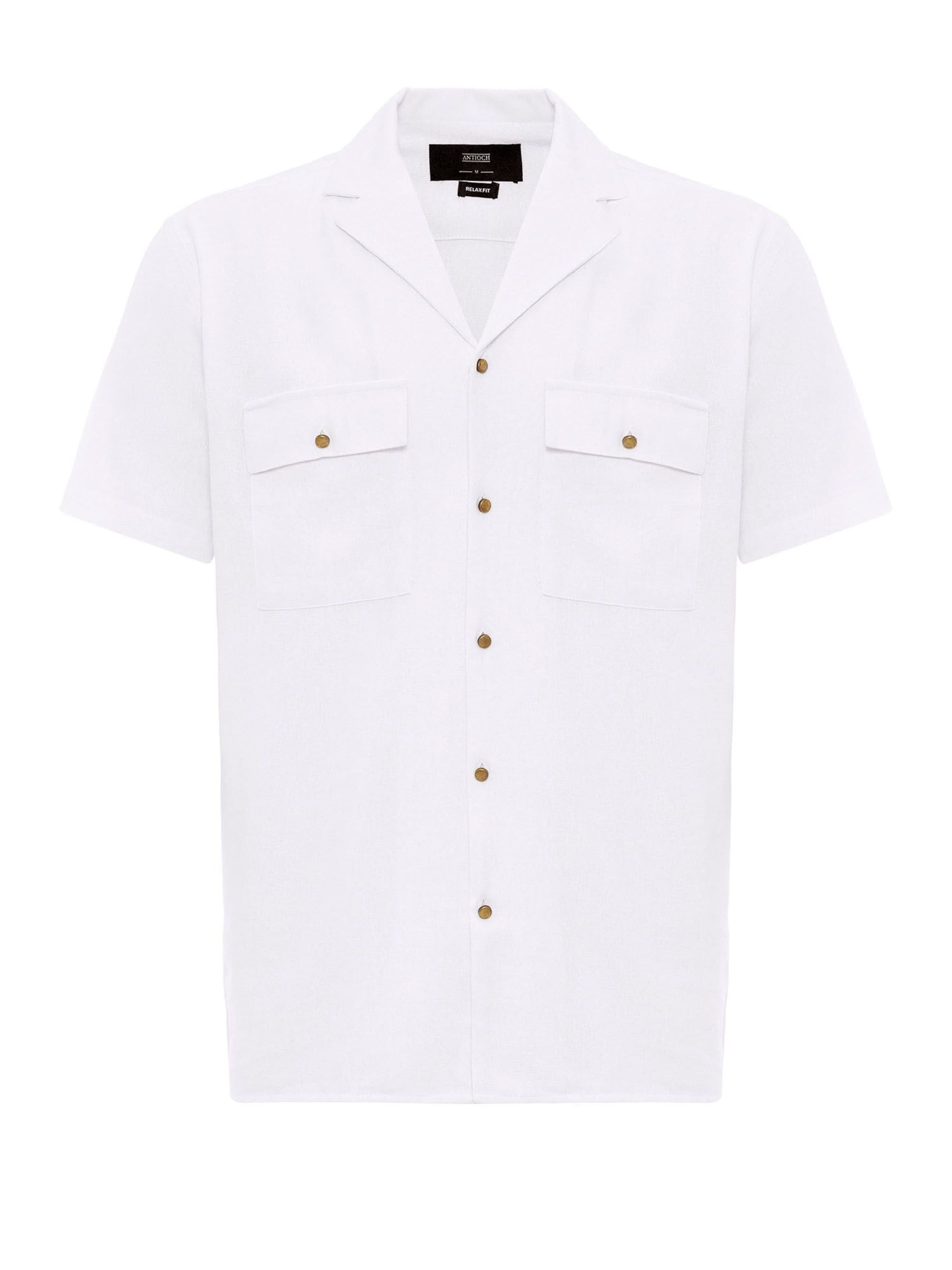 Antioch Comfort fit Button Up Shirt in White: front