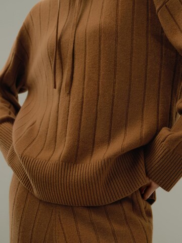 Lilysilk Pullover 'Rippstrick-Pullover mit Kapuze'‌‌ in Braun
