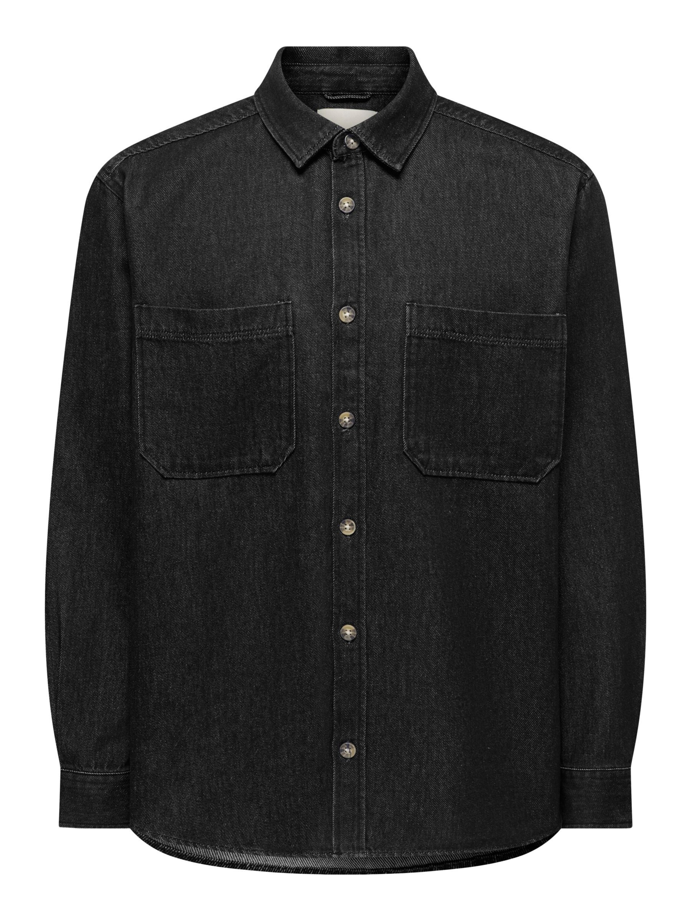 Only & Sons Junior Regular fit Button up shirt 'OSJAlp' in Black: front