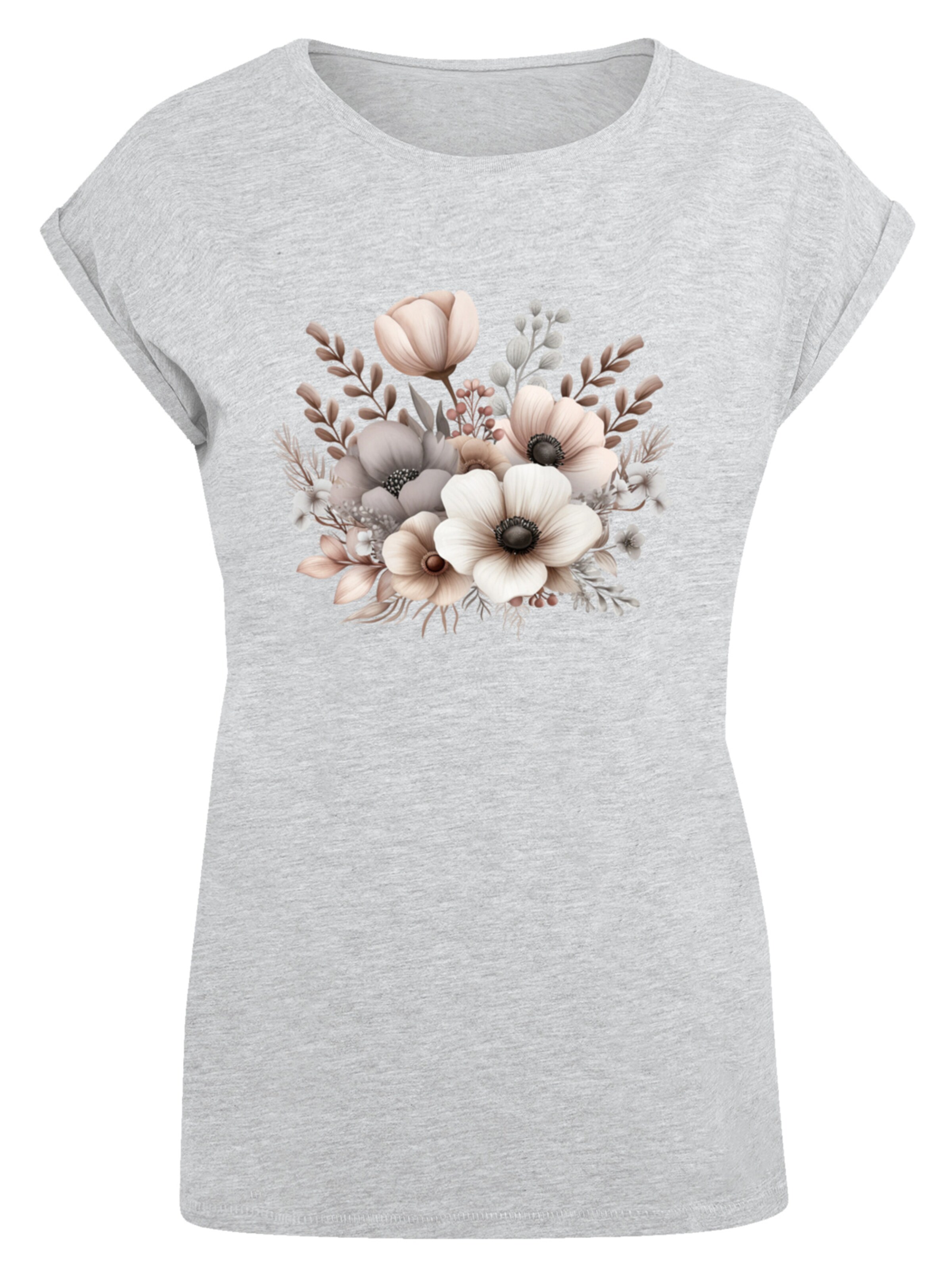 T-shirt 'Blumenstrauß Boho' F4NT4STIC en gris : devant