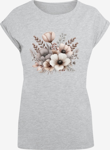 T-shirt 'Blumenstrauß Boho' F4NT4STIC en gris : devant