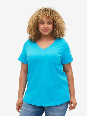 Zizzi Shirt in Blauw: voorkant