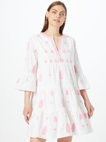 Flowers for Friends Shirt Dress in White: front