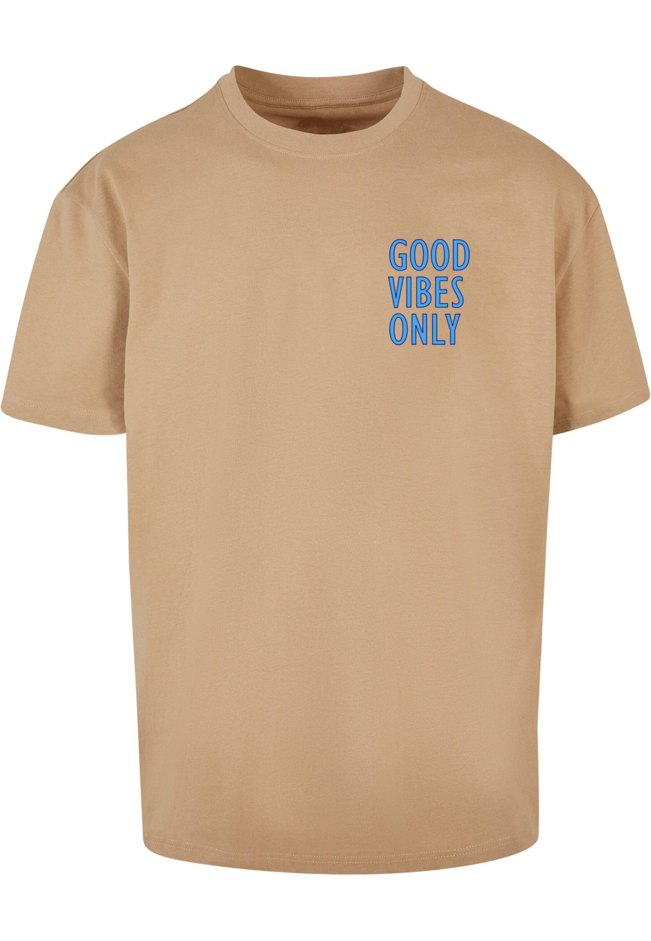 Merchcode Shirt 'Good Vibes Only' in Beige: front