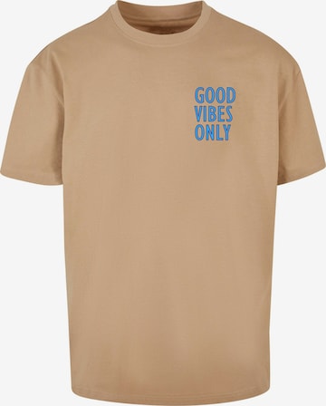T-Shirt 'Good Vibes Only' Merchcode en beige : devant