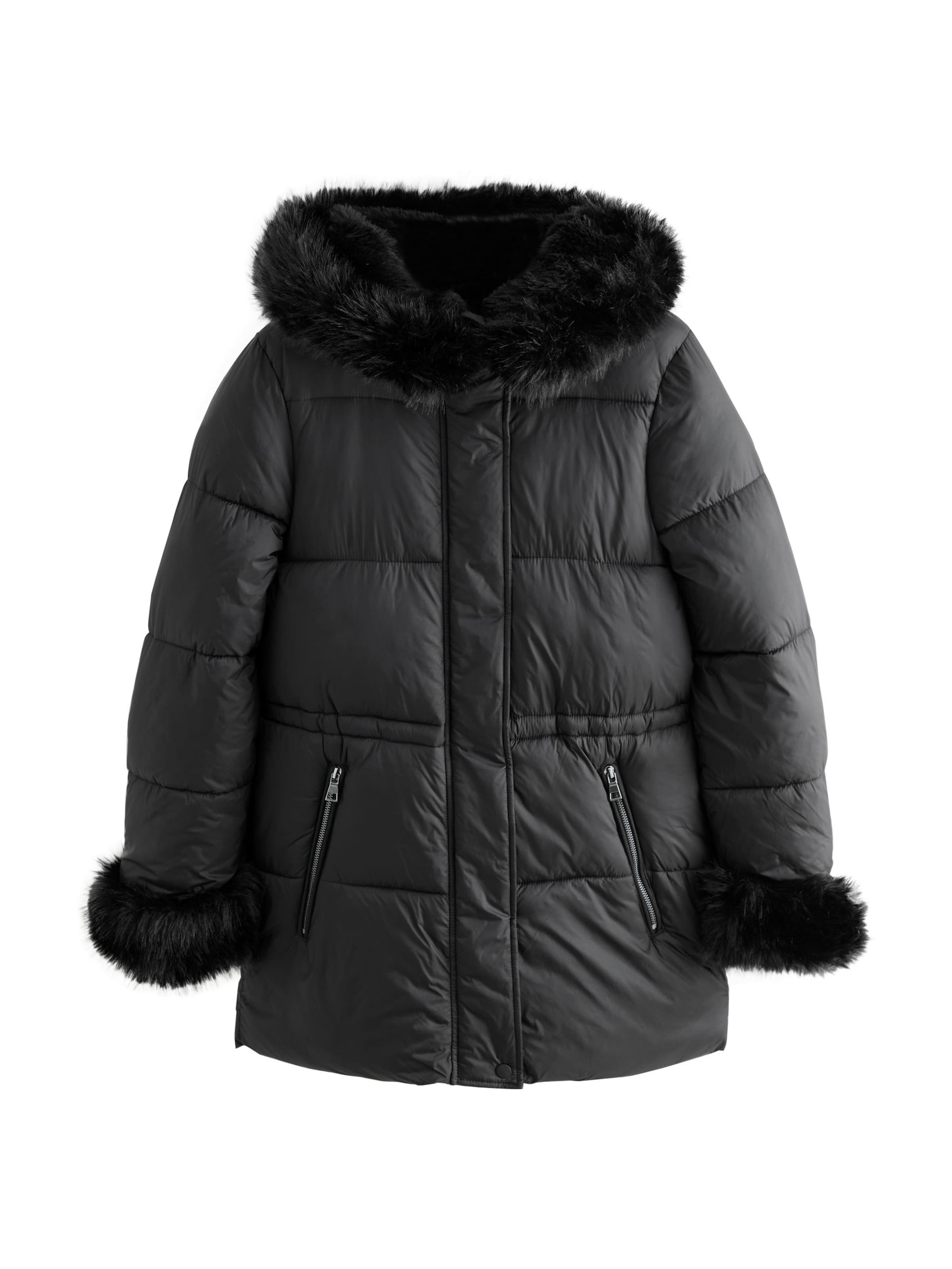 melns Next Ziemas mētelis: no priekšpuses