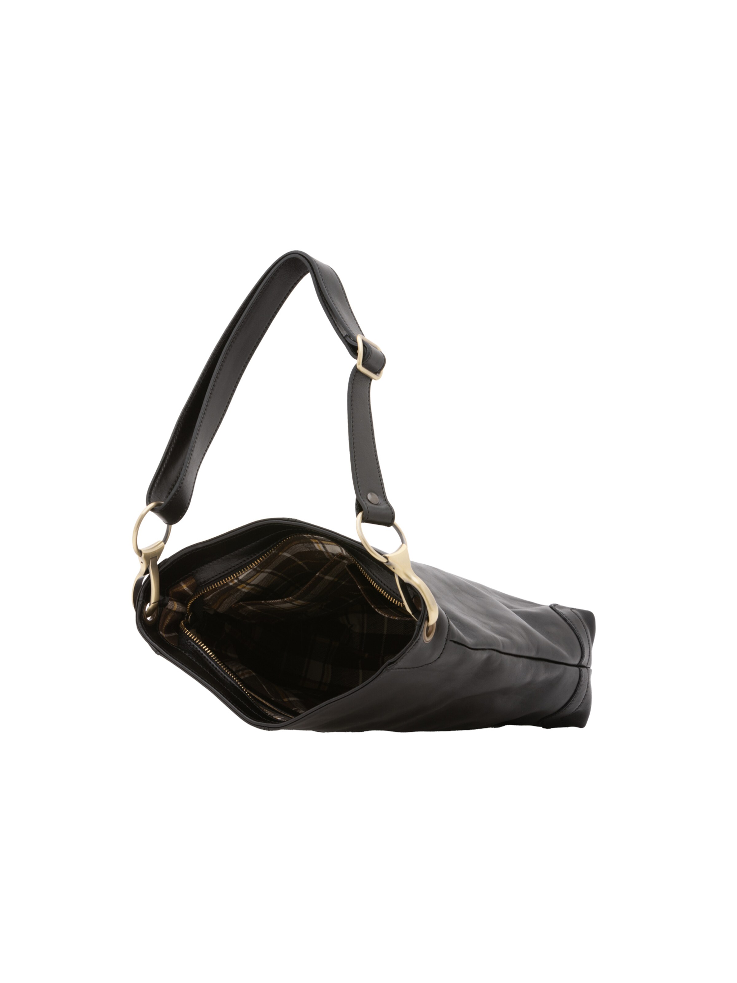 Borsa a spalla 'Borsa a Spalla Donna Pelle Vacchetta Vera - Chiusura Zip Tracolla Regolabile' di I Fratelli in nero