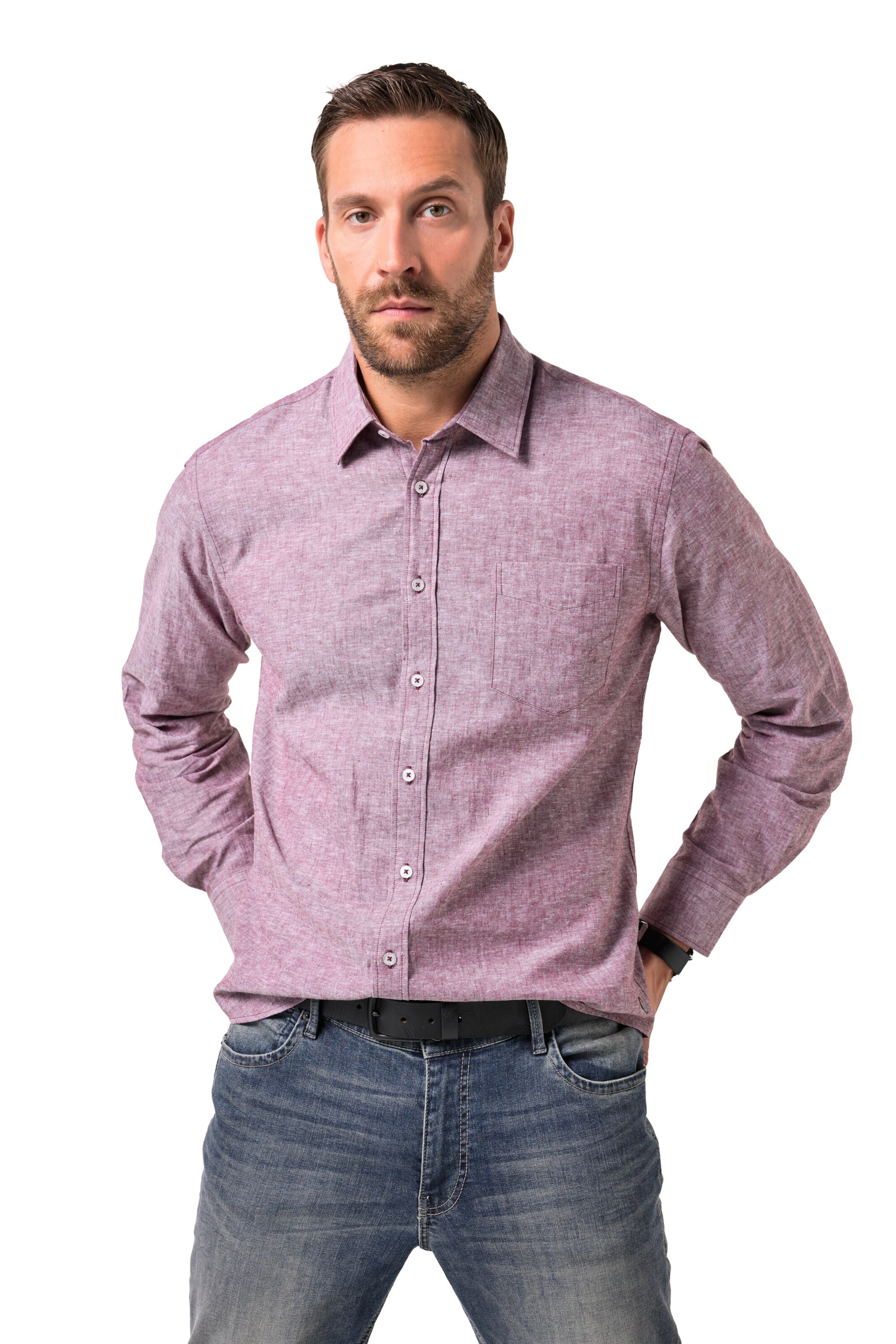 JP1880 Regular fit Button Up Shirt in Purple: front