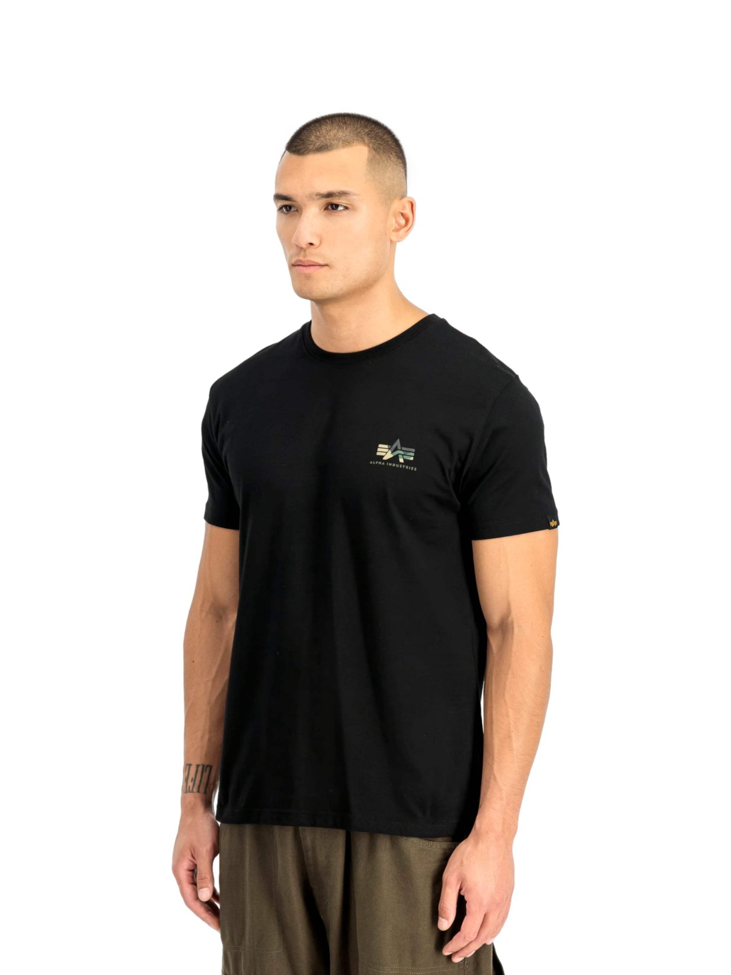 Maglietta 'Camo Print' di ALPHA INDUSTRIES in nero: frontale