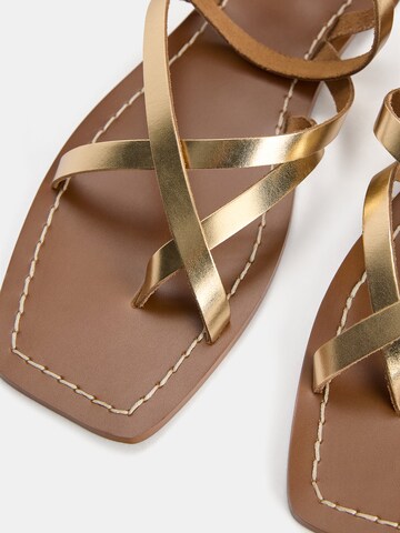 Pull&Bear Strap Sandals in Gold