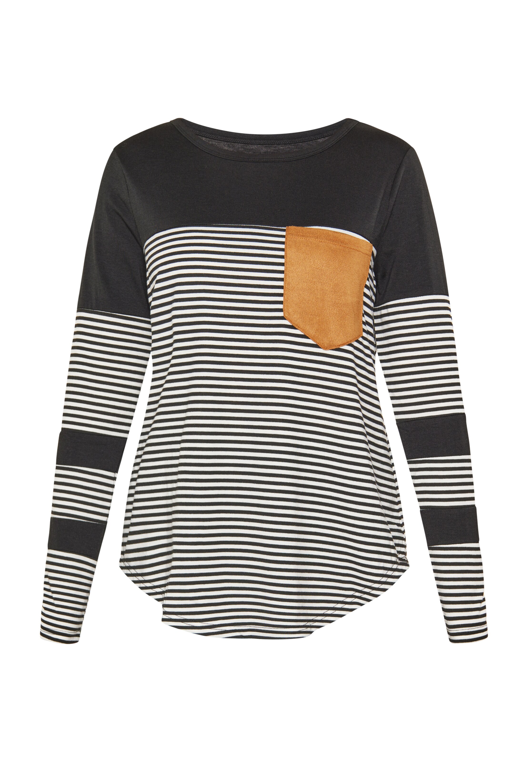 usha BLUE LABEL Camisa 'Fashion Look' em conhaque / preto / branco, Vista do artigo