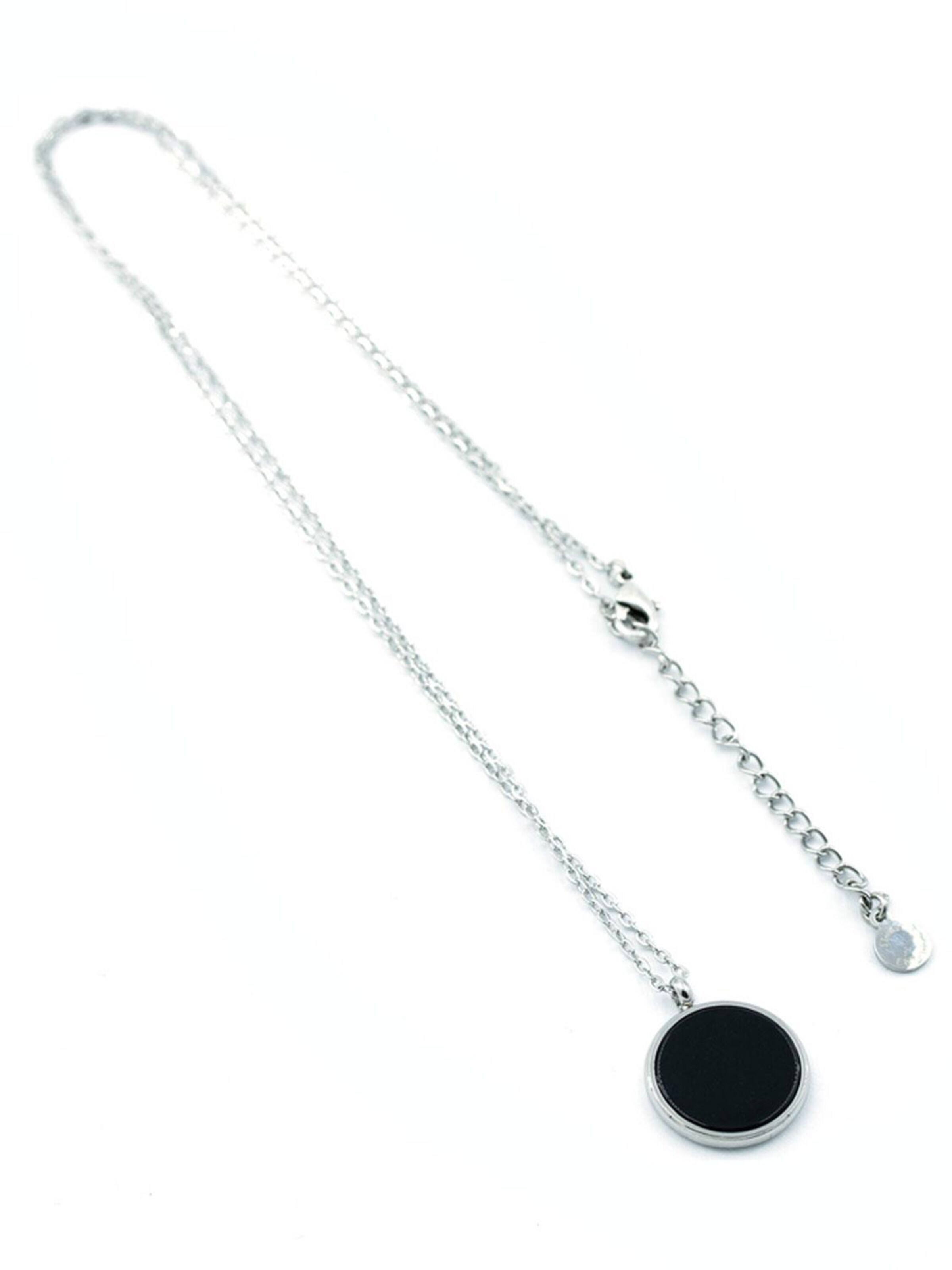 Sergio Engel Kette 'Beach Kette 02 Elegante Edelstahlkette mit Natursteinanhänger'‌‌‌ in Schwarz: Vorderseite