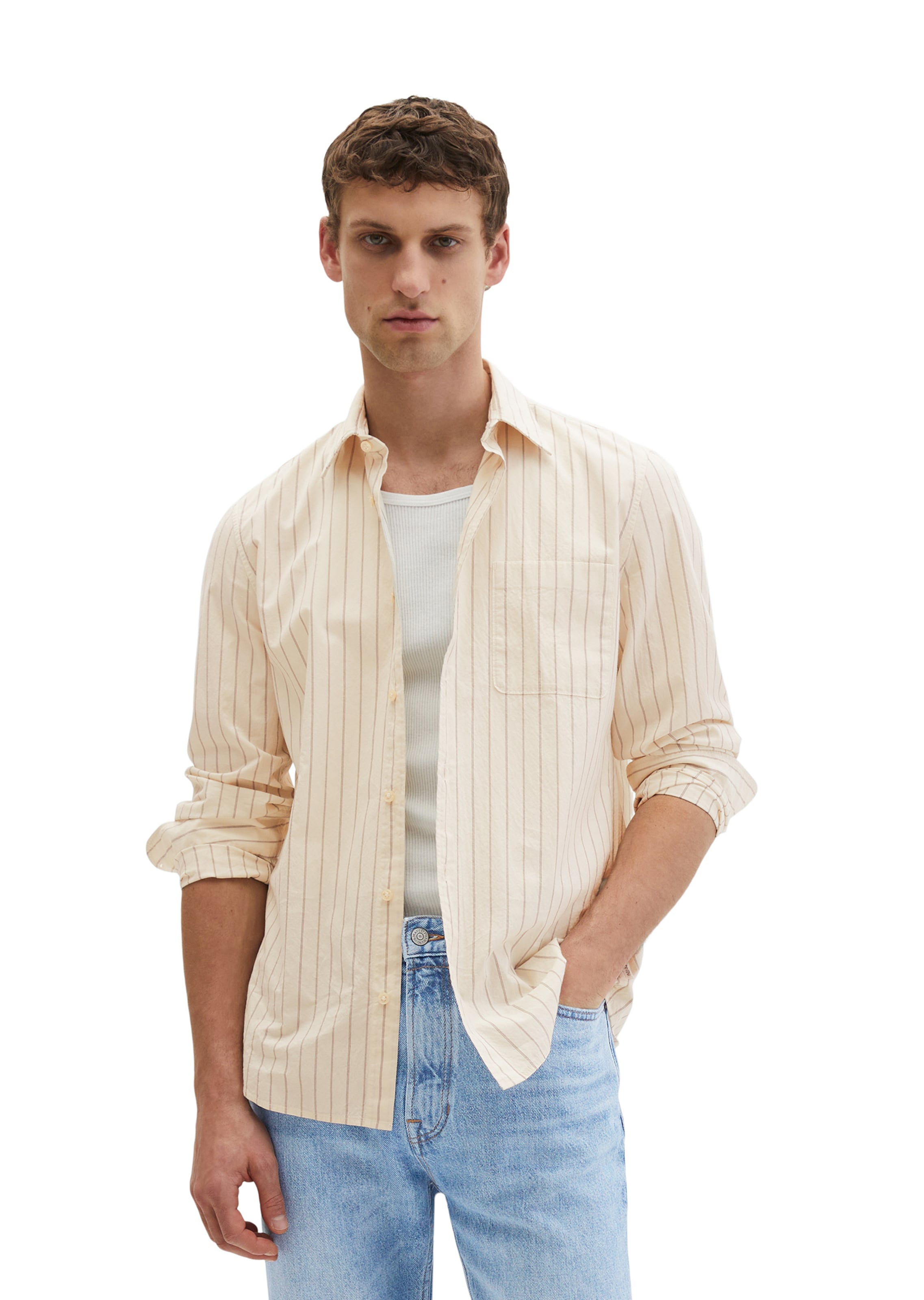 Marc O'Polo Regular fit Overhemd in Beige: voorkant