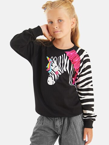 Denokids Pullover 'Zebra Ruffled' in Schwarz: Vorderseite