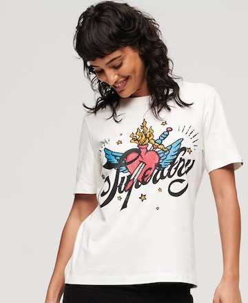 T-shirt 'Tattoo' Superdry en blanc : devant