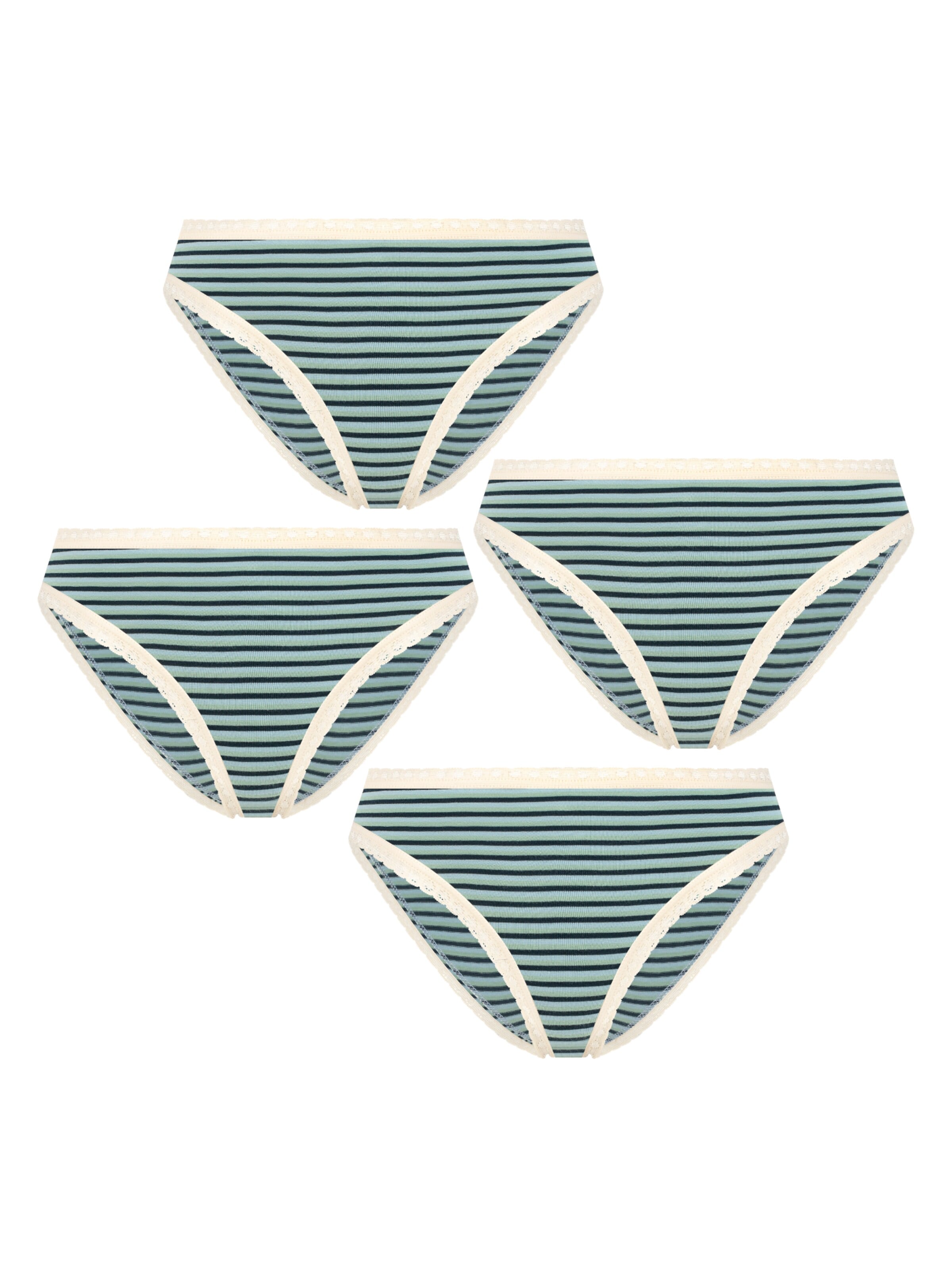 Albero Natur Panty 'Bio-Baumwoll-Slip mit Spitze – 4er Pack' in Blue: front