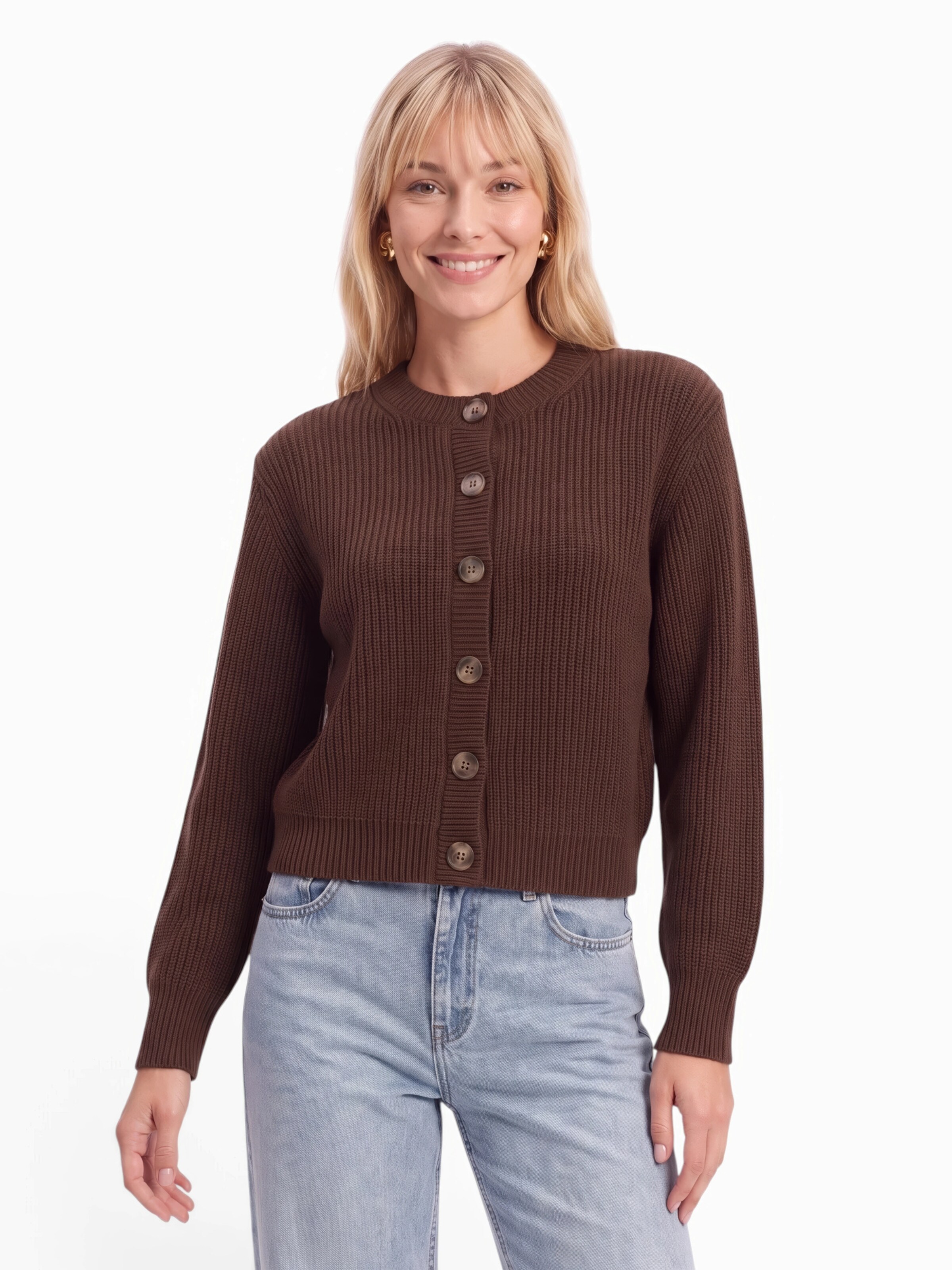 KAVAZI Gebreid vest in Bruin: voorkant