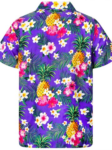 King Kameha Bluse 'Pineapple Flowers' in Lila