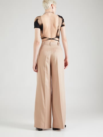 Sisley Wide leg Trousers with creases in Beige