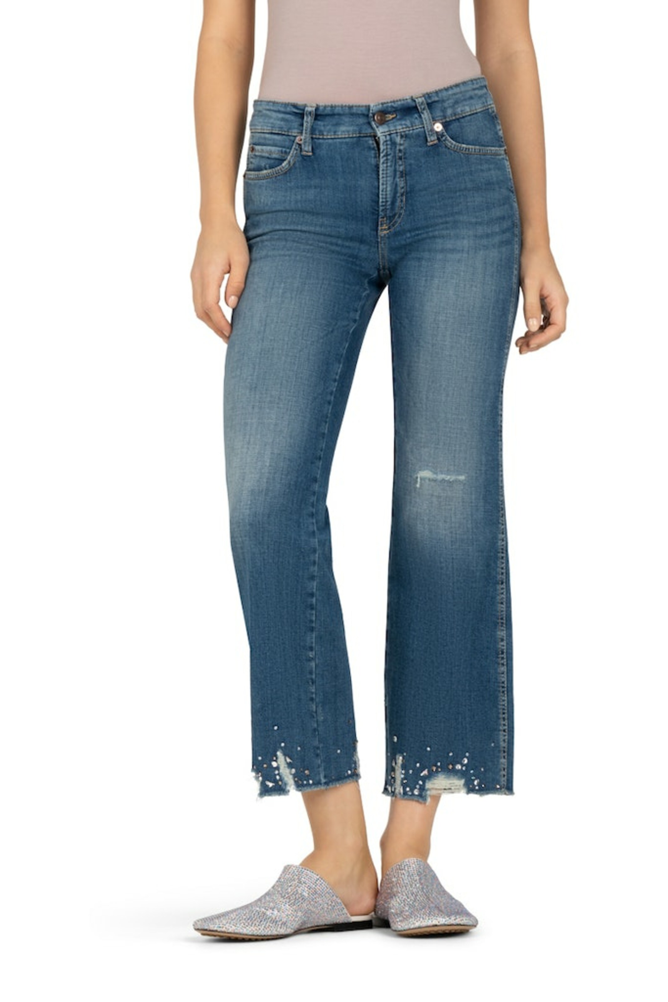 Cambio Bootcut Jeans in Blauw: voorkant