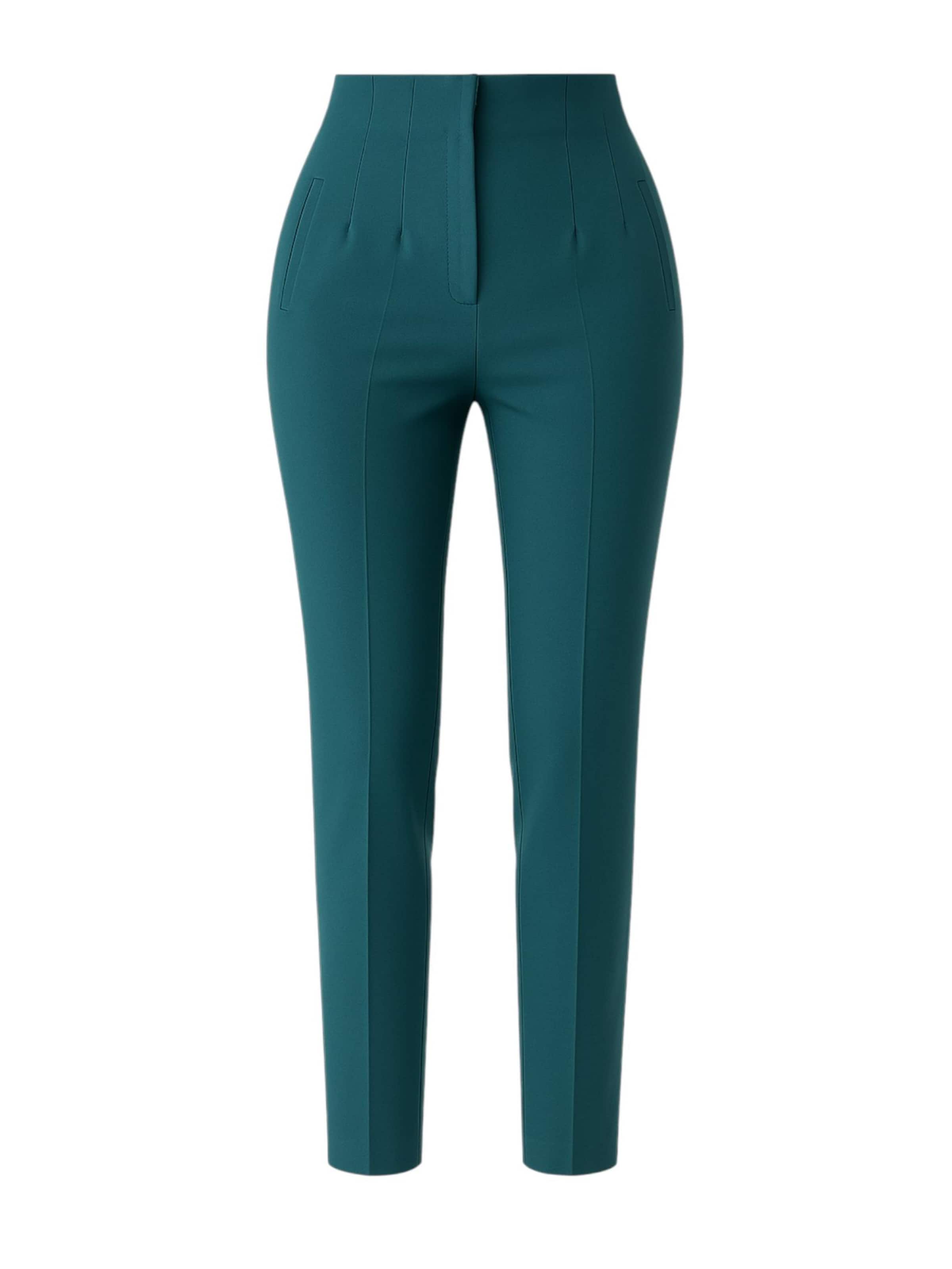 fashionshowcase - Slimfit Pantalón plisado 'Alessia' en verde: frente