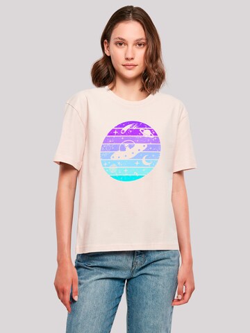 T-shirt 'Retro Alien Weltraum Sonnenuntergang' F4NT4STIC en rose : devant
