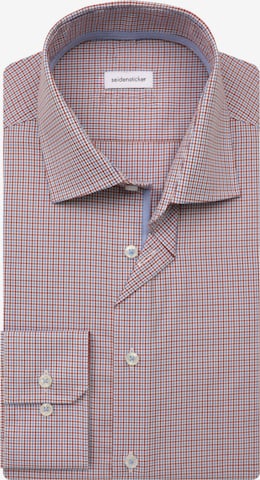 SEIDENSTICKER Slim fit Button Up Shirt 'SMART ESSETIALS' in Red