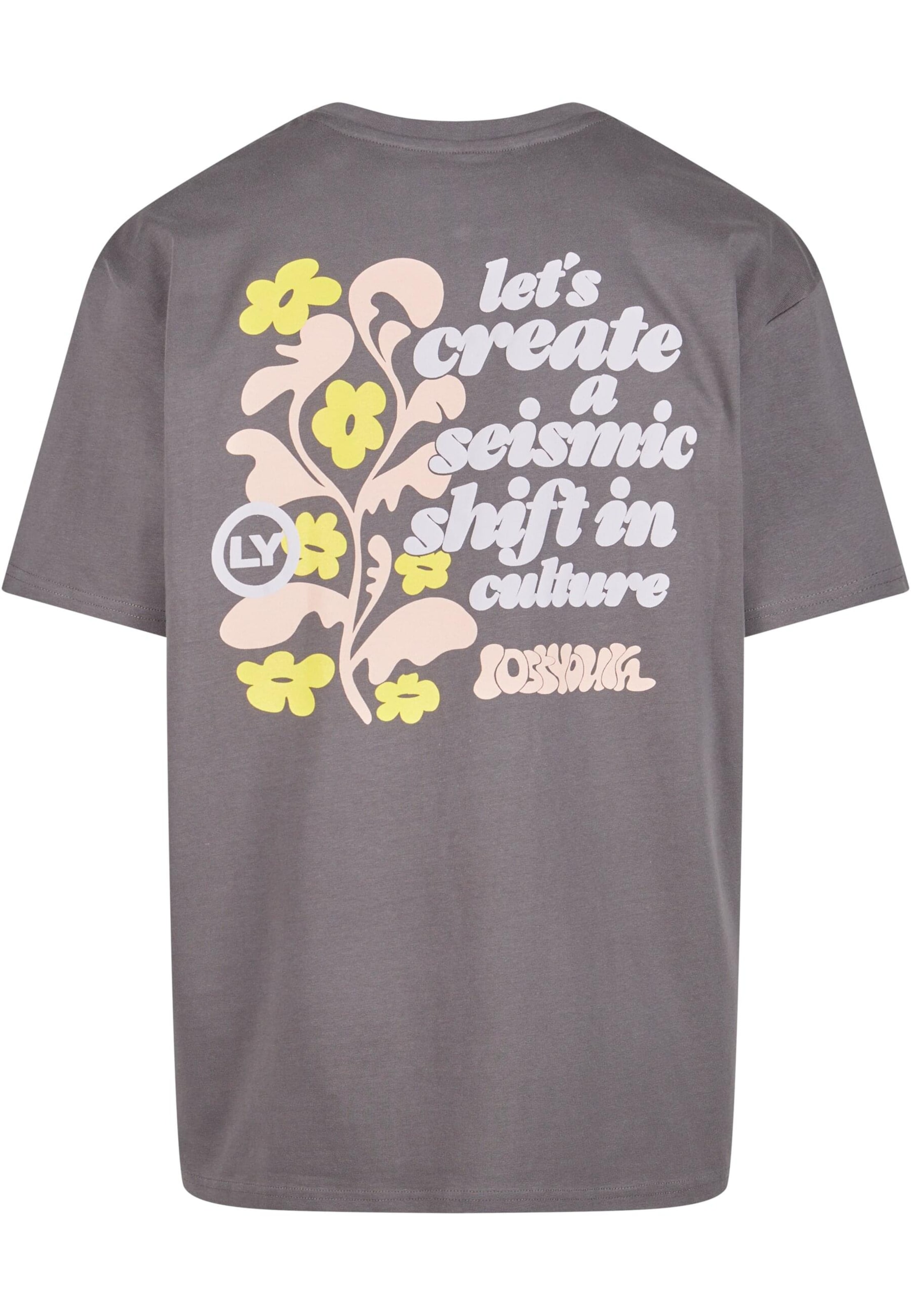pelēks Lost Youth T-Krekls 'Flowers'