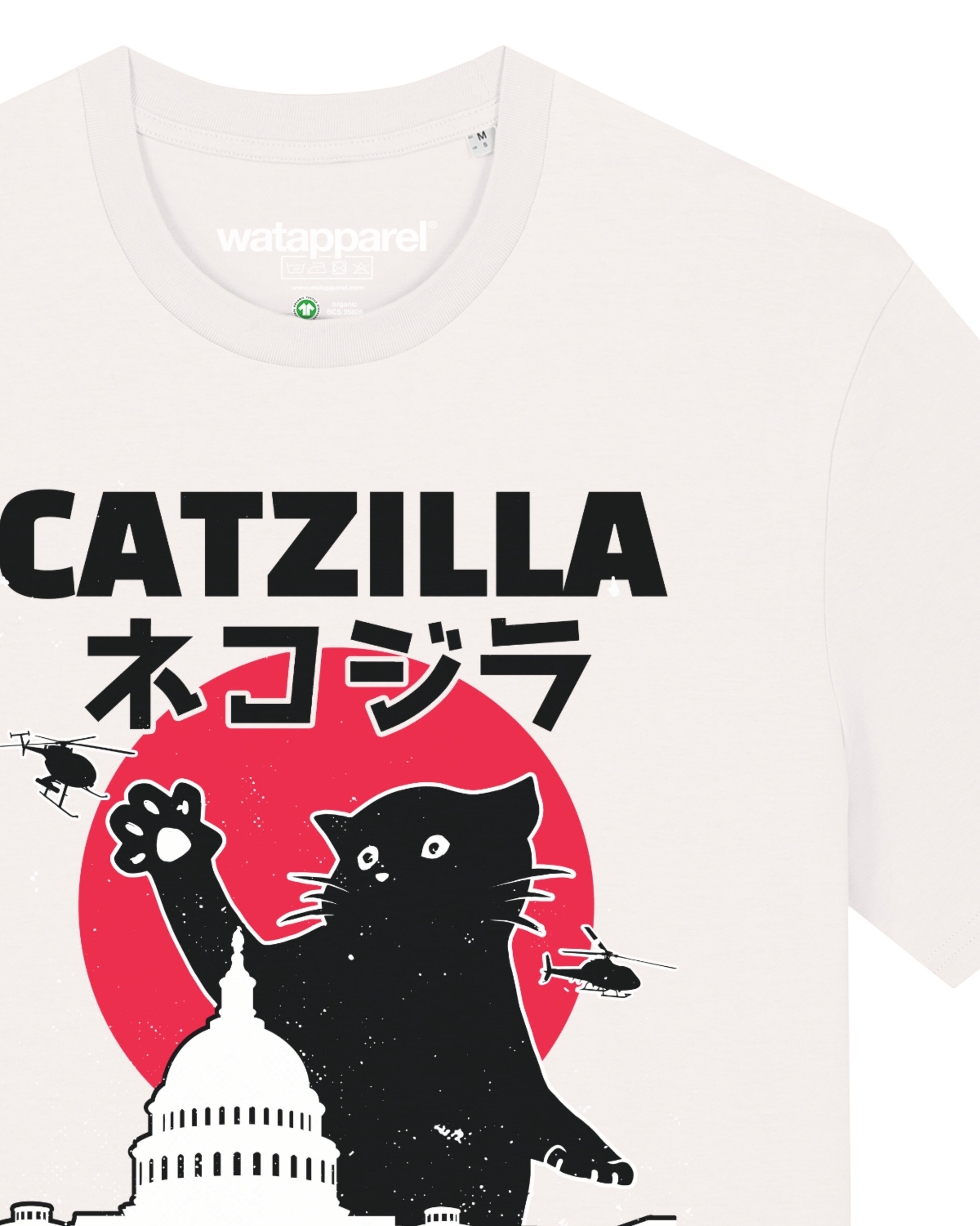 Maglietta 'Catzilla' di Watapparel in bianco