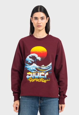 Oldskull Sweatshirt 'Retro Pixel Wave Logo Graphic' in Red