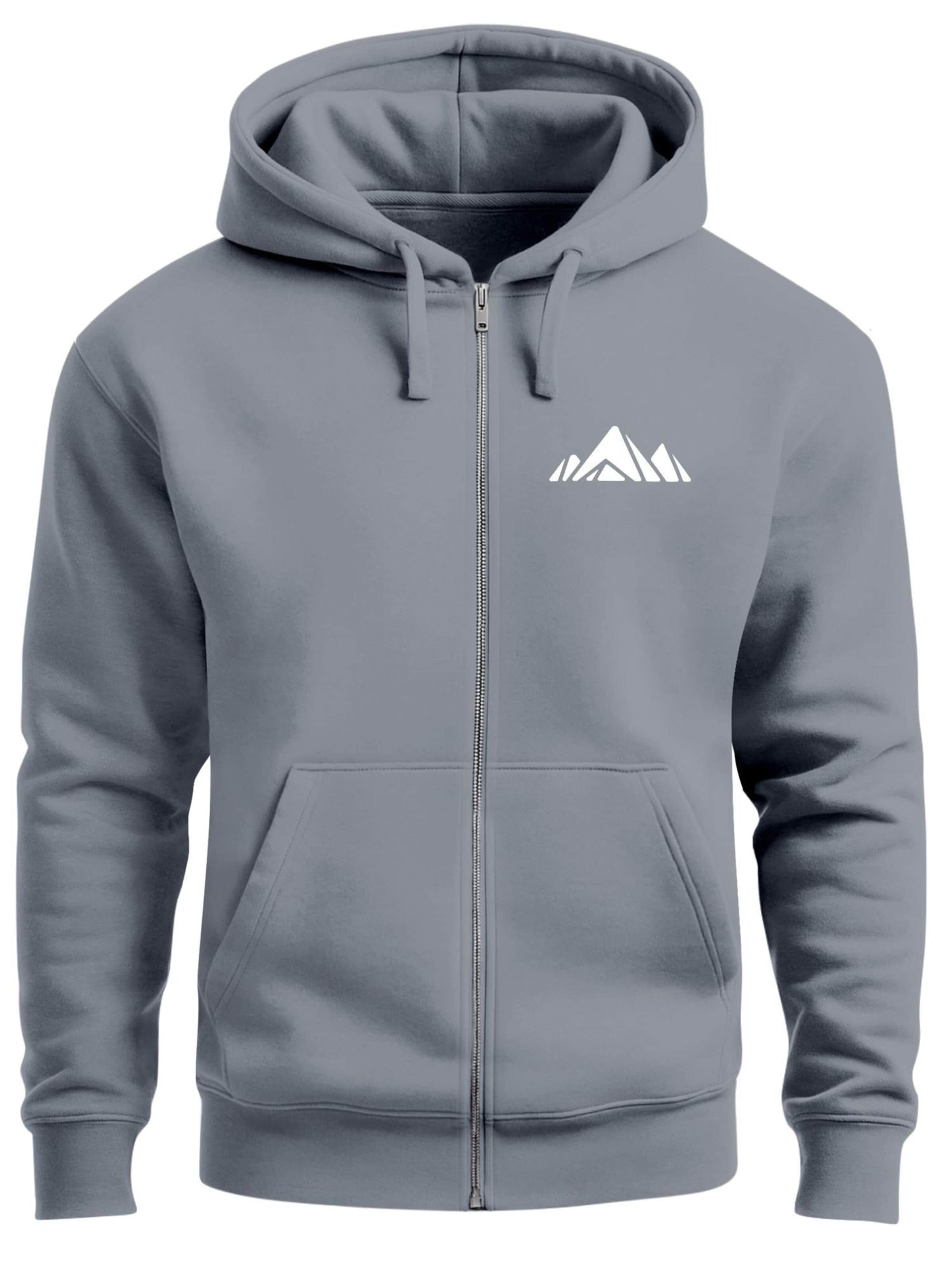 Neverless Zip-Up Hoodie 'Berg Polygon' in Grey: front