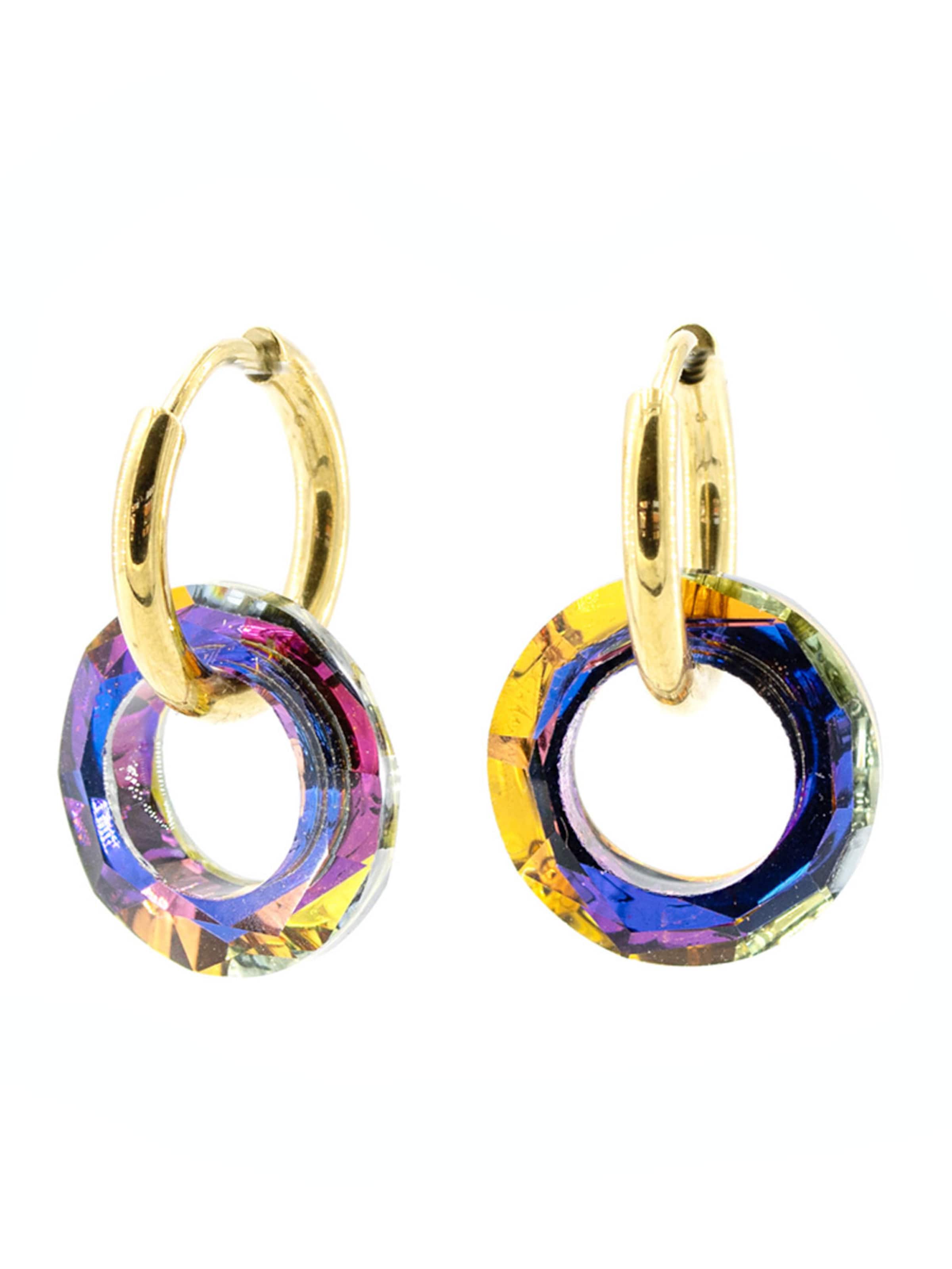 Sergio Engel Ohrringe 'Cosmic Ohrring 05 Vergoldete Hoops mit Kristallcharms'‌‌ in Orange: Vorderseite