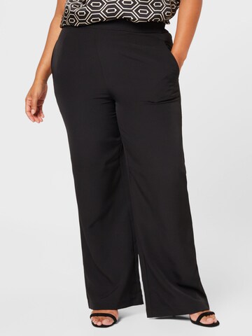 PIECES Curve Regular Pants 'PCBOZZY' in Black: front