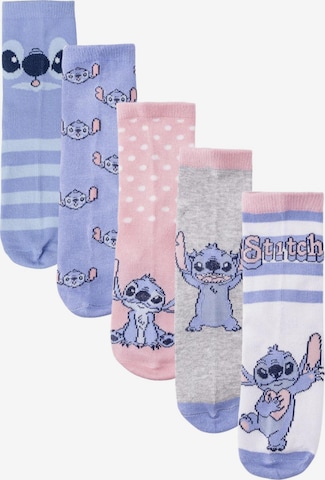 Chaussettes 'Socken Pack 5-teilig Stitch' Cerdá en violet : devant